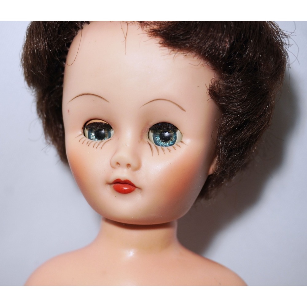 Vintage 1950s Miss Revlon Eegee Type Girl Doll 14" Brunette Sleepy Blue Eyes